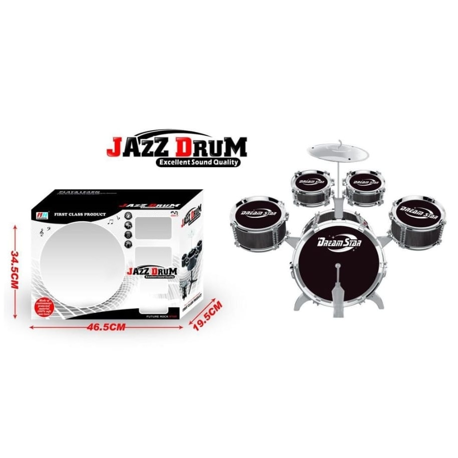 Set tobe de jucarie Jazz Drum Dream Star cu 5 tobe si cinele, pentru copii