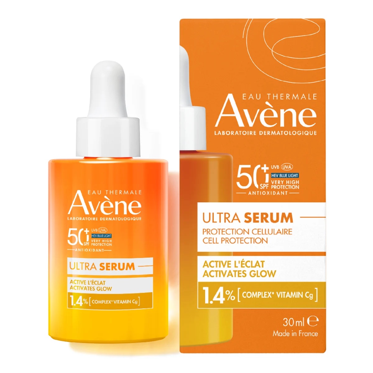 Ultra Serum cu efect de luminozitate si protectie solara SPF 50+ Avene, 30 ml
