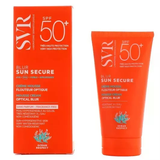 Crema spuma pentru protectie solara fara parfum Sun Secure Blur, SPF 50+ SVR, 50 ml