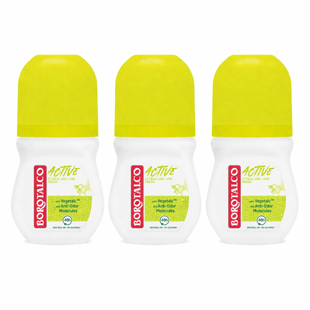 Deodorant Roll-On Borotalco Active Citrus and Lime (Gramaj: 3 x 50 ml)