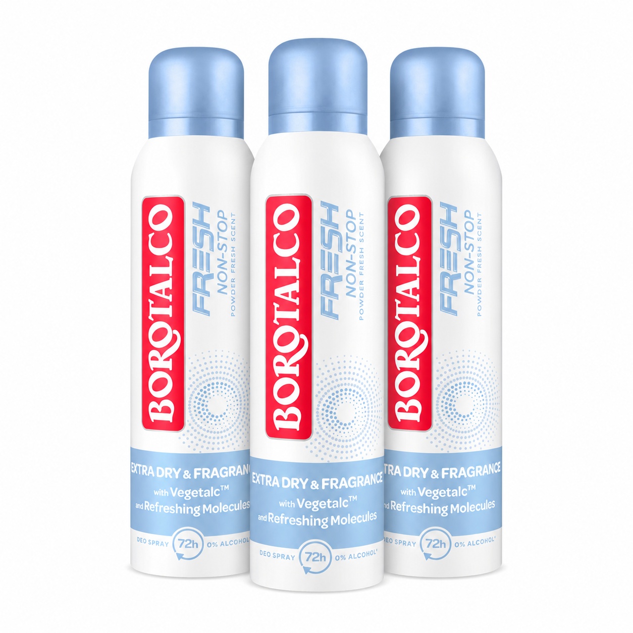 Deodorant Spray antiperspirant Fresh Non-Stop Fresh Talc Scent Borotalco, 150 ml (Gramaj: 3 x 150 ml)