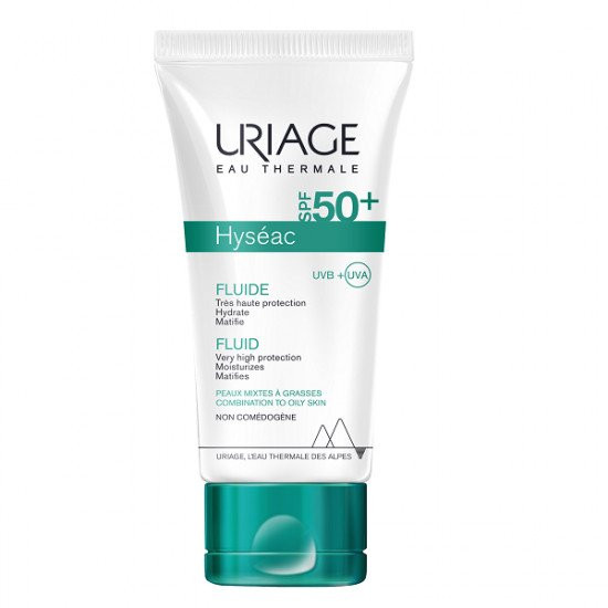 Fluid protecție solară ten mixt-gras Hyseac SPF 50+, Uriage (Concentratie: Crema pentru fata, Gramaj