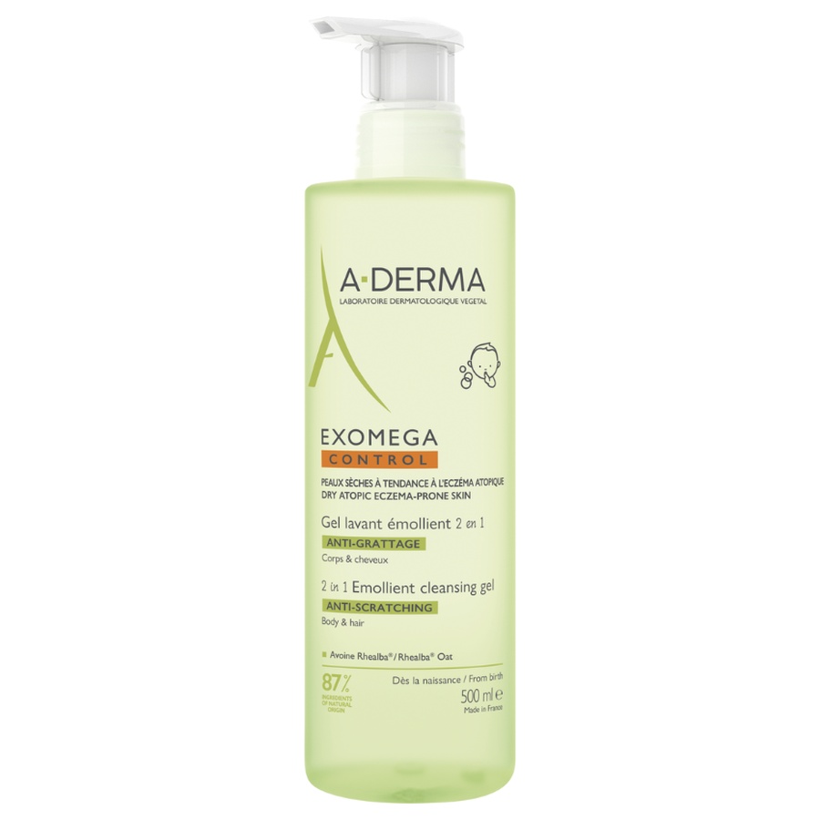 Gel de curățare 2 în 1 pentru piele uscată Exomega Control, 500 ml, A-Derma