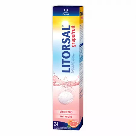 Litorsal electroliţi cu aroma de grapefruit 24 comprimate efervescente Zdrovit