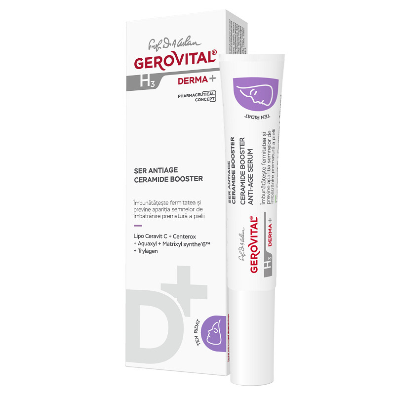 Ser antirid cu Ceramide Gerovital Booster H3 Derma+, 15 ml