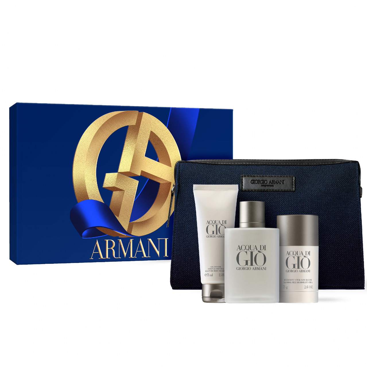 Set Cadou Armani Acqua di Gio, Barbati, Apa de Toaleta, 100 ml + Gel de dus, 75 ml + Deodorant stick