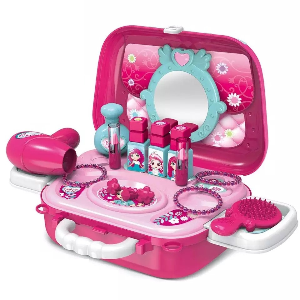Set de infrumusetare pentru fete, in gentuta transformabila, cu oglinda, uscator si accesorii (TIP PRODUS: Jucarii)