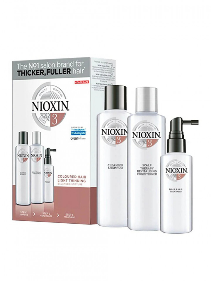 Set pentru vopsit Nioxin System 3, Sampon 150 ml + Balsam 150 ml + Tratament leave-in 50 ml