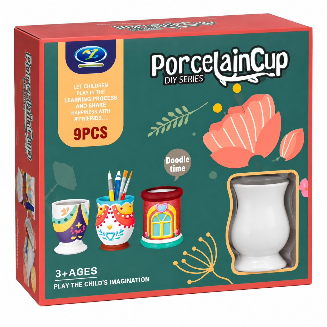 Set pictura DIY pentru copii, suport de creioane din ceramica, 9 piese, 3 ani+