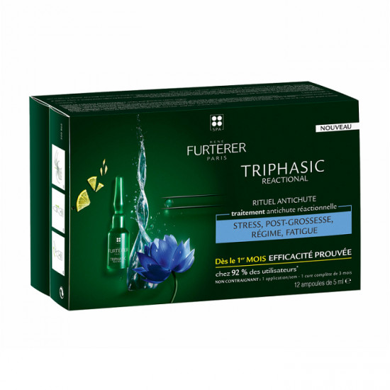 Tratament impotriva caderii parului Rene Furterer Triphasic Reactional, 12 fiole x 5 ml (Concentratie: Tratamente pentru par, Gramaj: 12 X 5ml)