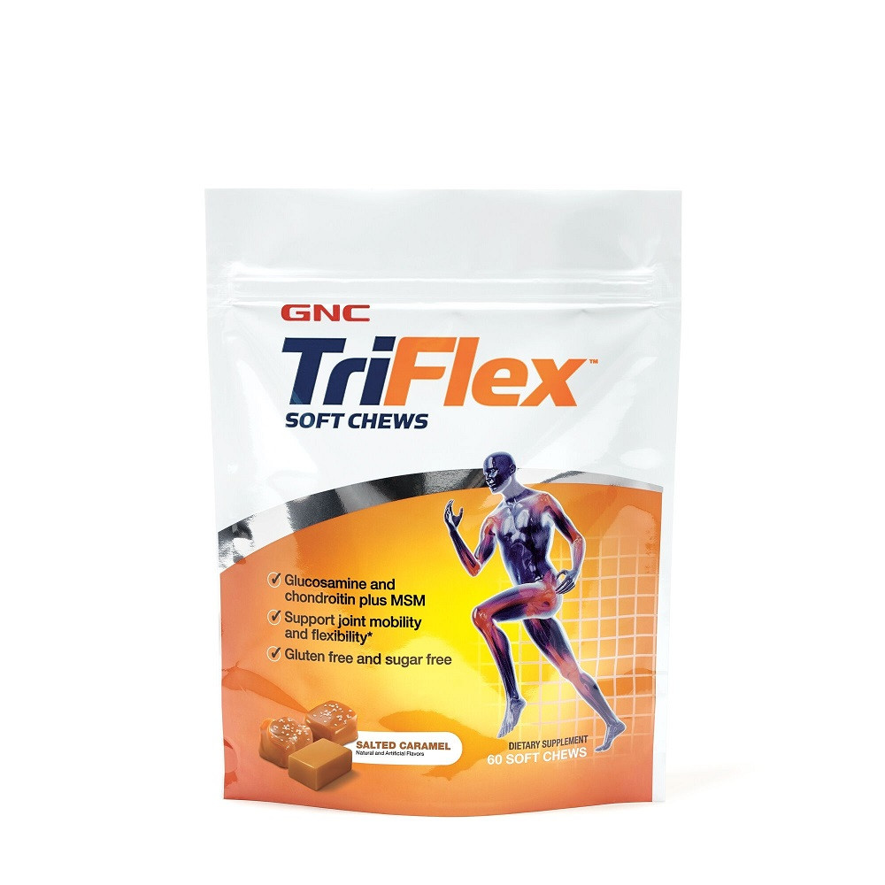 TriFlex Soft Chews cu aroma de caramel sarat, GNC, 60 caramele