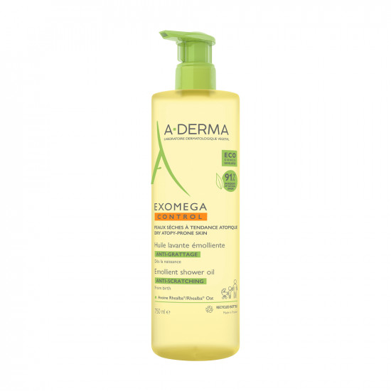 Ulei de dus A-Derma Exomega Control pentru piele uscata si atopica (Concentratie: Ulei de baie, Gramaj: 500 ml Rezerva)