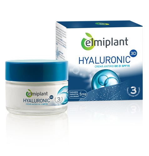 Crema Antirid De Zi SPF15 Hyaluronic 3D Elmiplant (Concentratie: Crema pentru fata, Gramaj: 50 ml)