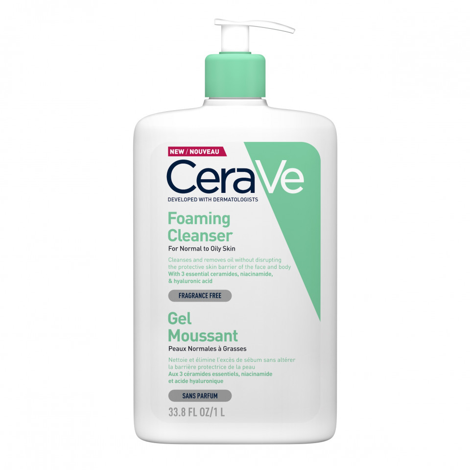 Gel de curatare spumant CeraVe pentru piele normal-grasa (Gramaj: 1000 ml, Concentratie: Gel de curatare)
