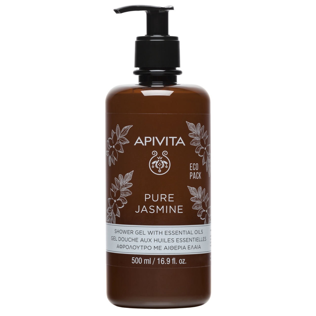 Gel de dus cu uleiuri esentiale Pure Jasmin Apivita, 500 ml