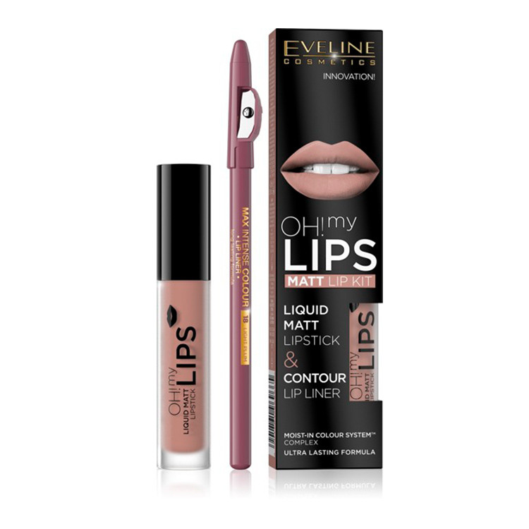 Kit de buze Oh! My Lips Matt Eveline Cosmetics (Concentratie: Set, Nuanta Ruj: 03 Rose Nude)