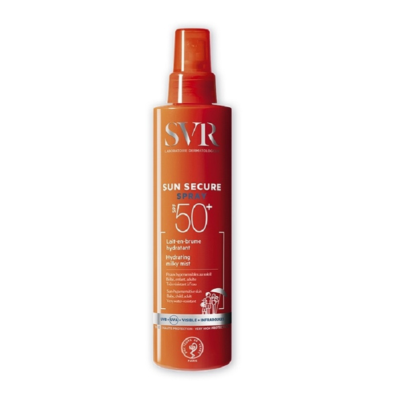 Lapte-spray hidratant SPF 50+ Sun Secure, 200 ml, SVR (Gramaj: 200 ml, Concentratie: Lapte)