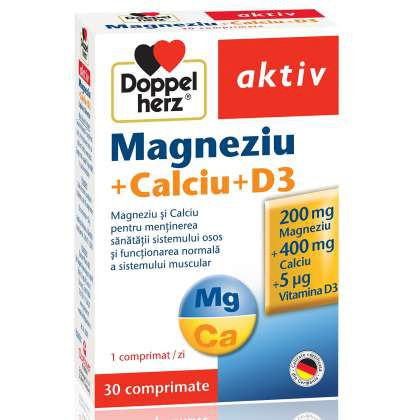 Magneziu plus Calciu si D3 DoppelHerz 30 tablete (TIP PRODUS: Suplimente alimentare, Concentratie: 6