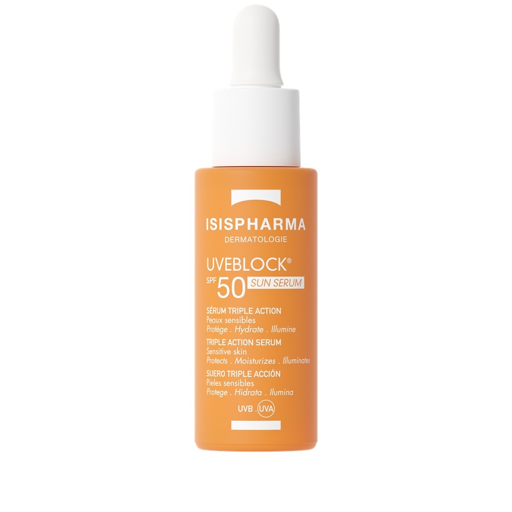 Ser cu tripla actiune si protectie solara SPF 50 Uveblock Isispharma, 28 ml