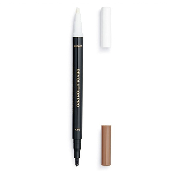 Ser pentru sprancene si creion pentru sprancene 24 de ore, Makeup Revolution, Revolution Pro (Concentratie: Creion contur sprancene, CULOARE: Ash Brown, Gramaj: 1,6 ml)