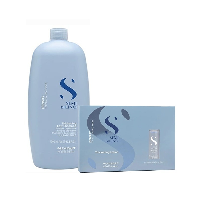 Set Alfaparf Semi di Lino Density Thickening, Sampon 1000 ml + Lotiune, 6x13 ml