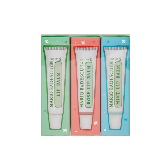 Set balsam de buze Mario Badescu Lip Balm Trio, Original, Trandafir, Menta