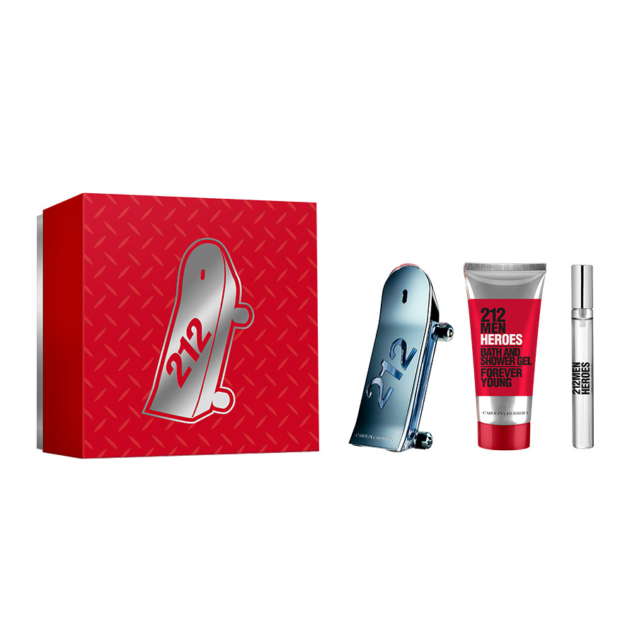 Set Cadou Carolina Herrera, 212 Men Heroes (Continut set: 90 ml Apa de Toaleta + 100 ml Gel de dus +