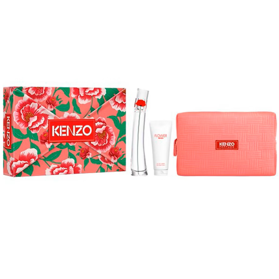 Set cadou Flower by Kenzo Femei, Apa de parfum, 50 ml + Lotiune de corp, 75 ml + Portfard