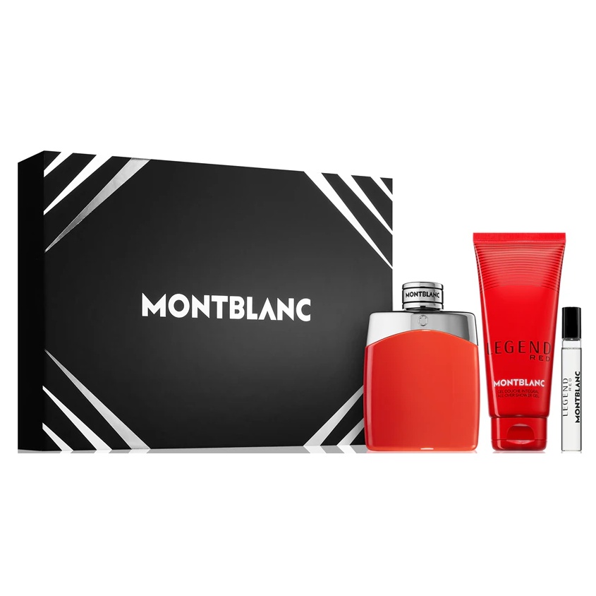 Set cadou Montblanc, Legend Red, Apa de parfum Barbati, 100 ml + Gel de dus 100 ml + Apa de parfum, 7,5 ml