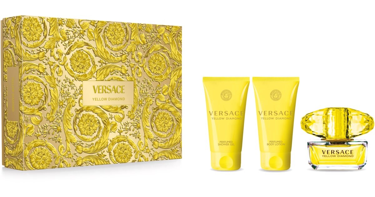 Set Cadou Versace Yellow Diamond, Femei, Apa de Toaleta 50 ml + Gel de dus, 50 ml + Lotiune de corp, 50 ml