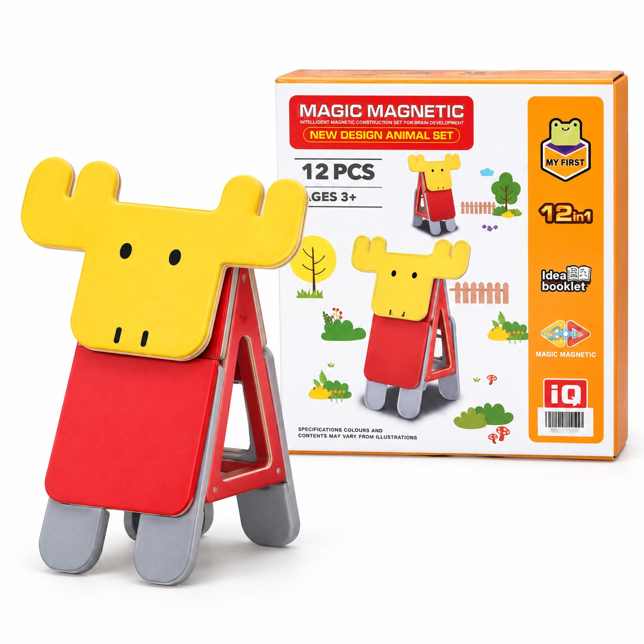 Set de constructie magnetic My First, figurina cerb, 12 piese, multicolor, 3+ ani