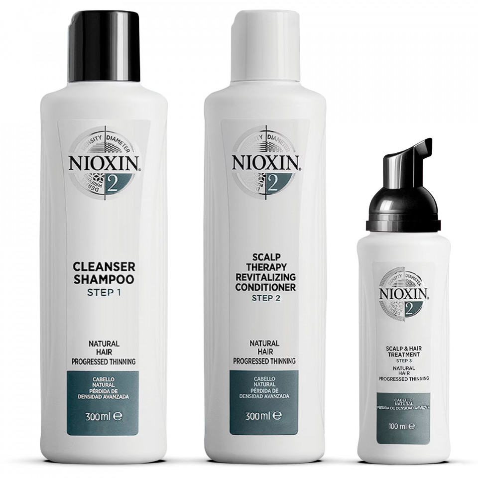 Set impotriva caderii parului Nioxin System 2 Sampon, 300 ml + Balsam, 300 ml + Tratament, 100 ml