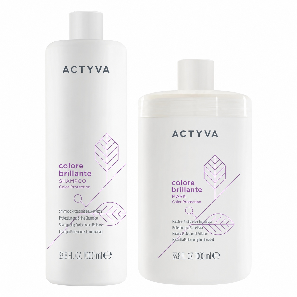 Set pentru par vopsit Kemon Actyva Colore Brillante, Sampon 1000 ml + Masca 1000 ml