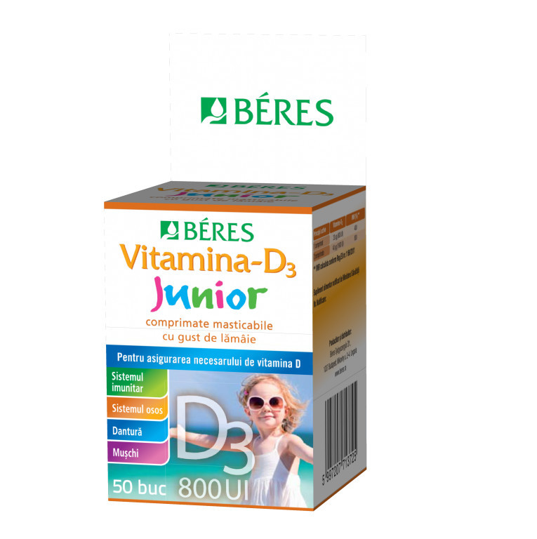 Vitamina D3 Junior 800 UI, 50 cpr, Beres Pharmaceuticals