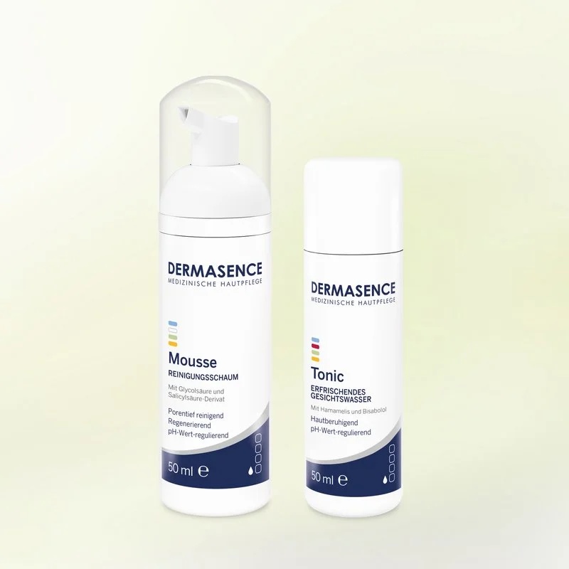 tonic cardiac Travel Set - Set de călătorie ( Mousse - Spumă de curățare 50 ml + Tonic - Loțiune tonică 50 ml), DERMASENCE