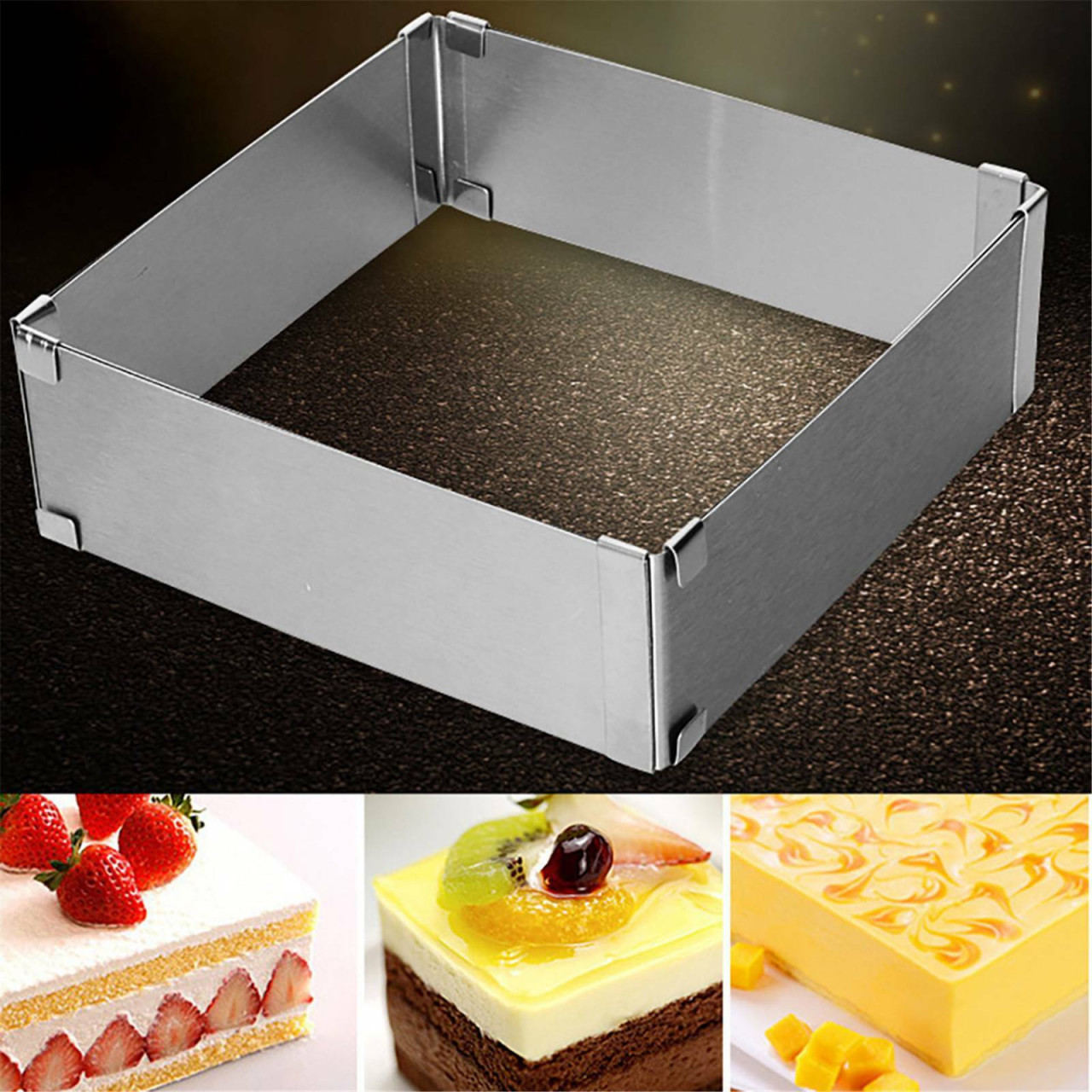 tomvalk.ro Forma reglabila tort patrate/dreptunghi - 15 cm - 28 cm - H 8cm