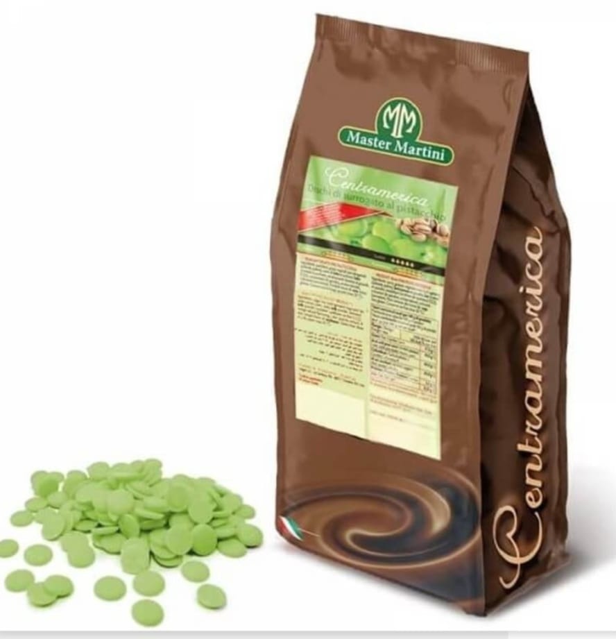 Master Martini Glazură Vegetală Verde cu Aromă de Fistic (Bănuți) – Centramerica Master Martini – 1kg
