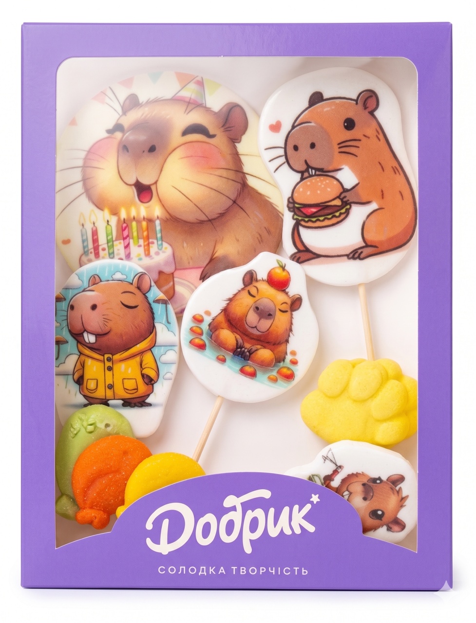 tomvalk.ro Decoratiuni comestibile din zahar - Set "Capybara la Petrecere"