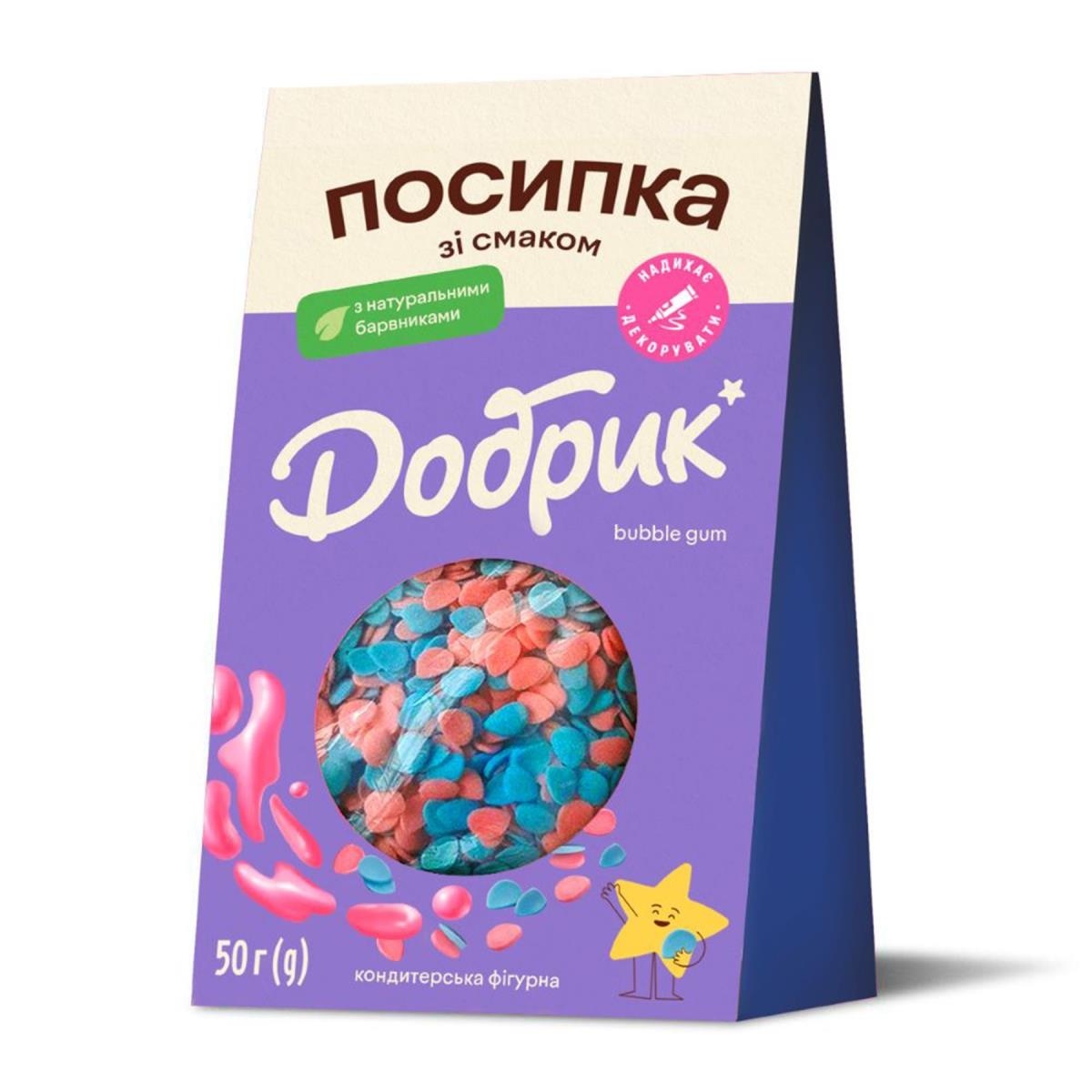 tomvalk.ro Decorațiuni comestibile pentru prăjituri, cu aromă de bubble gum – 50 g - Dobryk