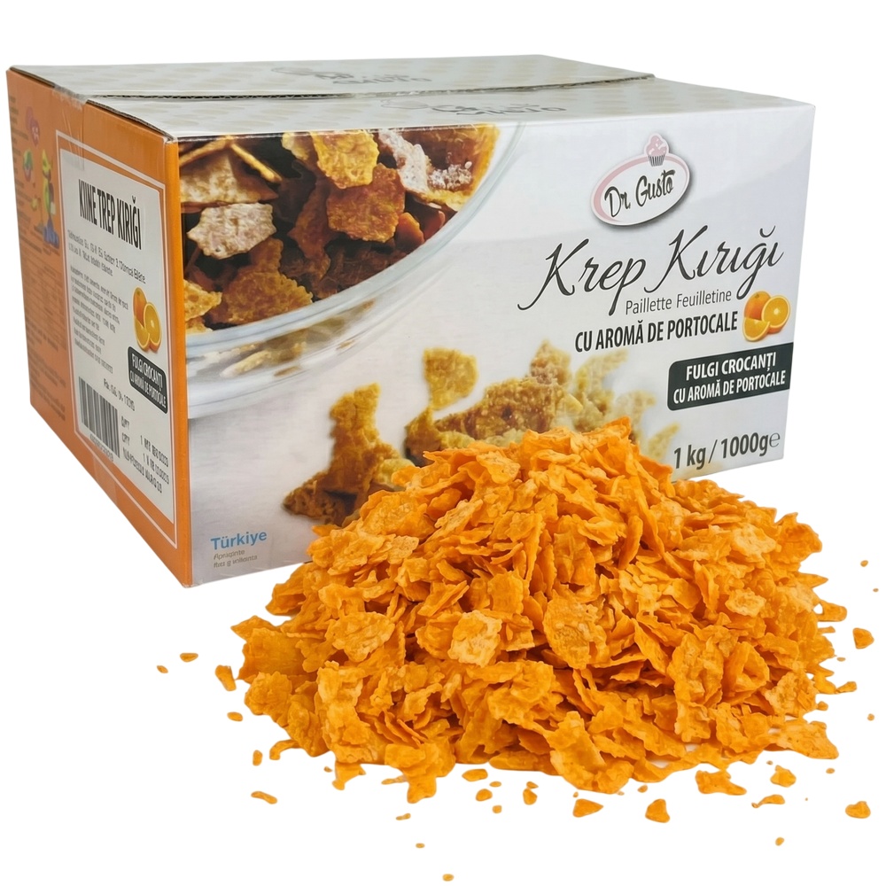 tomvalk.ro Fulgi crocanți / Pailleté Feuilletine cu aromă de portocale, 1kg – Dr. Gusto