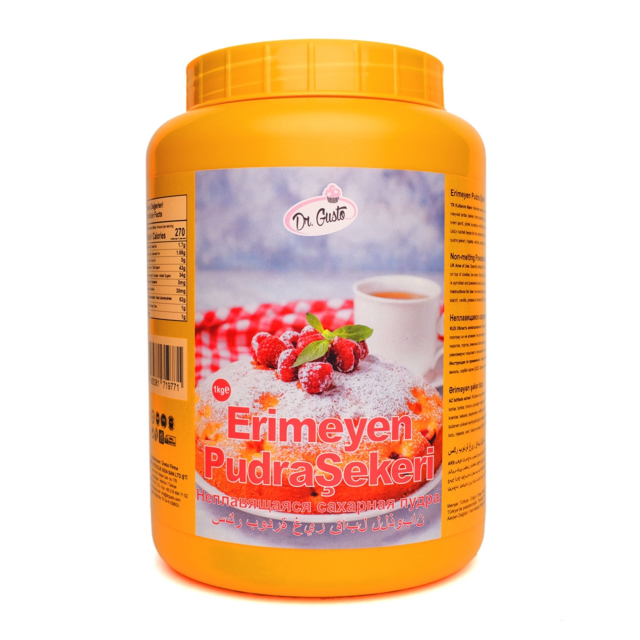 tomvalk.ro Zahăr Pudră Premium Rezistent la Umiditate Dr. Gusto – 1 kg | Zahăr Pudră Termostabil pentru Decor