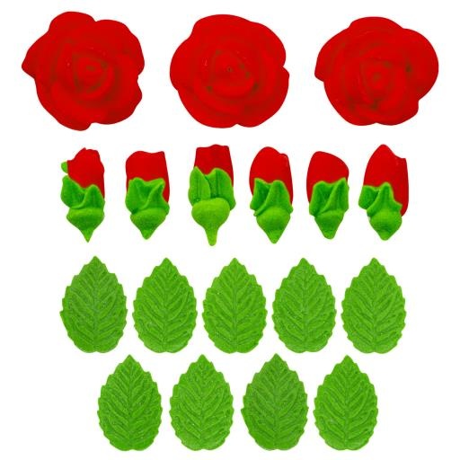 tomvalk.ro Pachet decoratiuni din zahar "Buchet de trandafiri" - Rosu