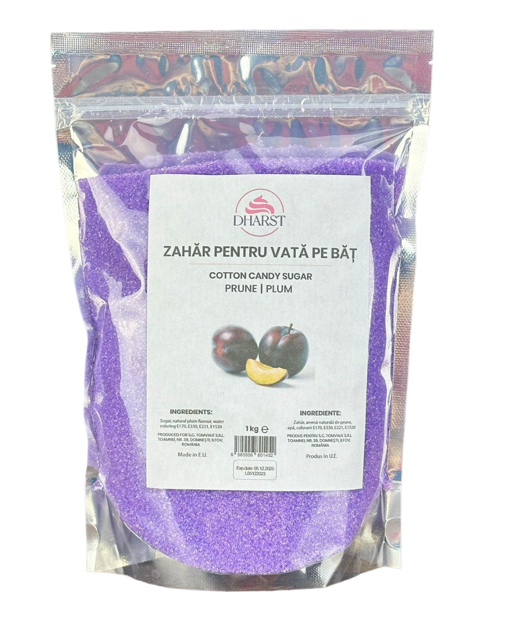 struguri cu gust de vata de zahar Zahar pentru vata pe bat - Aroma de Prune - Dharst - 0,5 kg