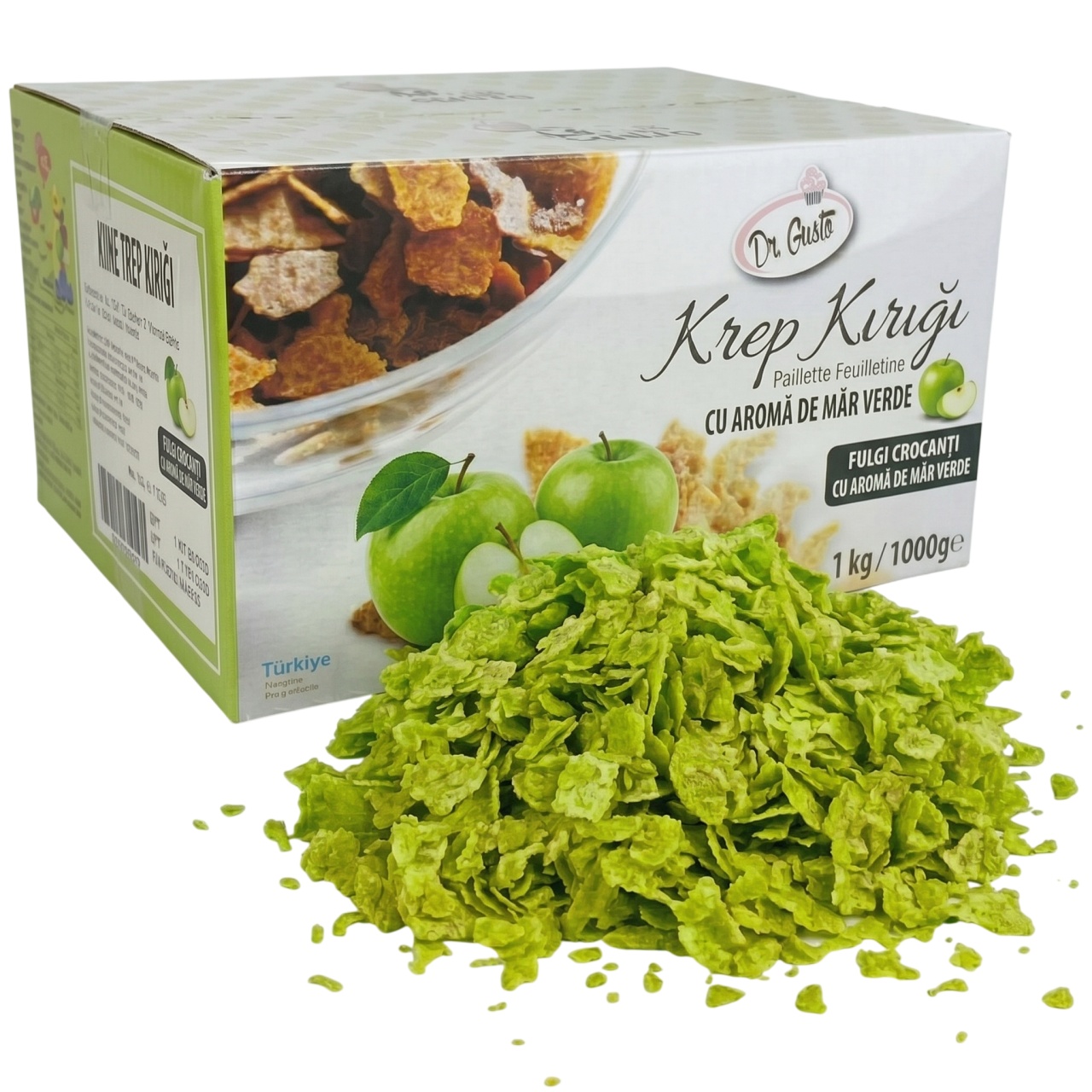 tomvalk.ro Fulgi crocanți / Pailleté Feuilletine cu aromă de măr verde, 1kg – Dr. Gusto