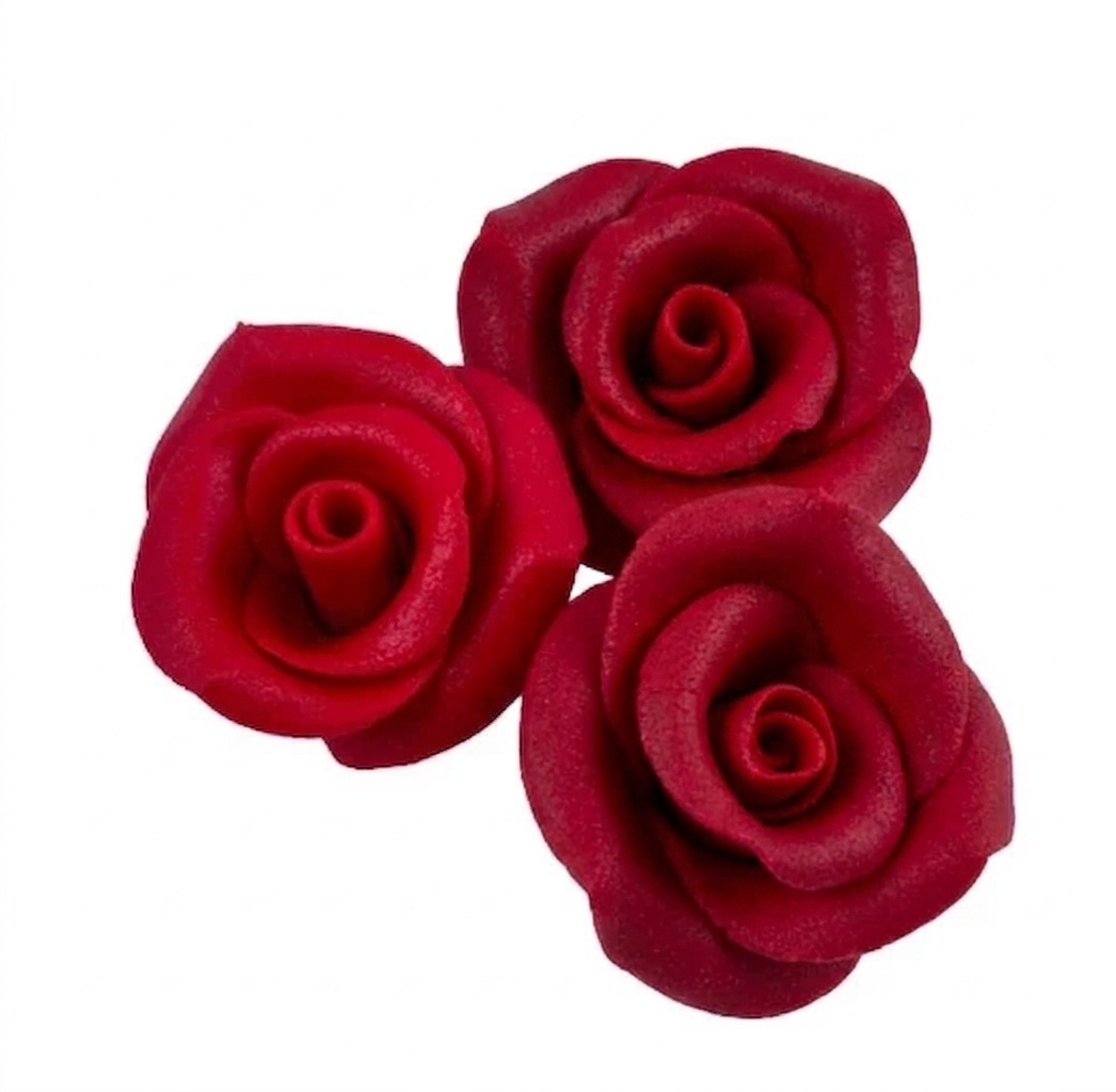 tomvalk.ro Decoratiuni comestibile din zahar - set 8 Trandafiri mari premium - ROSU