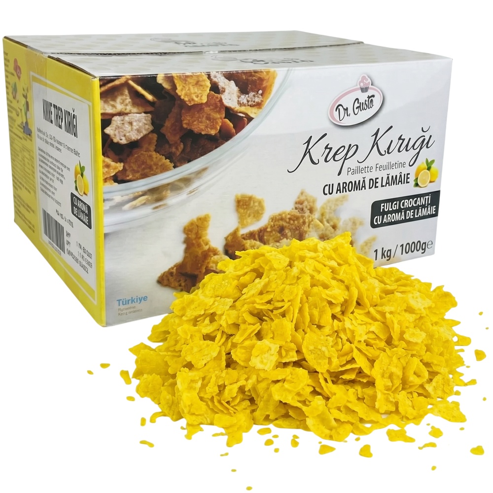 tomvalk.ro Fulgi crocanți / Pailleté Feuilletine cu aromă de lămaie, 1kg – Dr. Gusto
