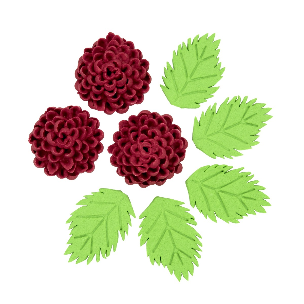tomvalk.ro Decoratiuni comestibile din zahar - set Crizanteme - BORDO