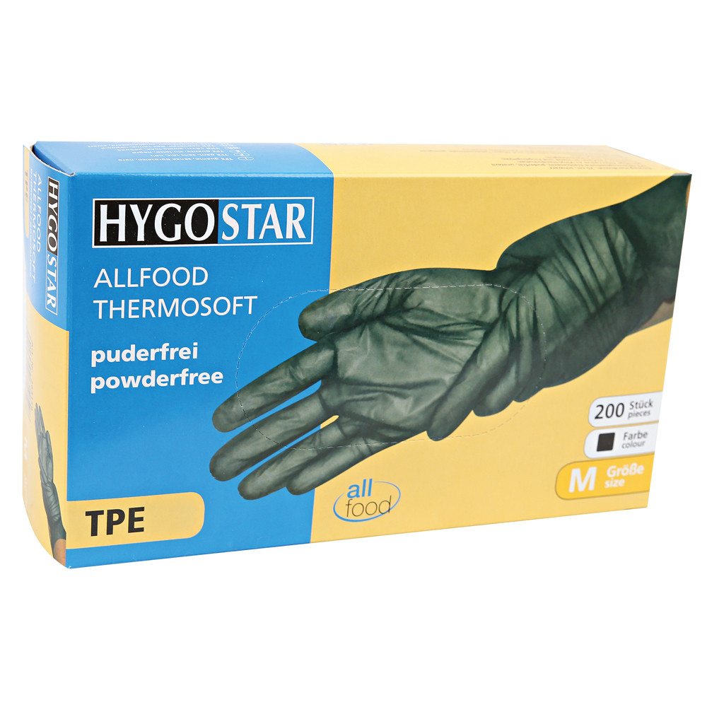 Manusa de unica folosinta ALLFOOD Thermosoft din TPE (elastomer termoplastic) marime S - fara pudra - culoare negru - 200 buc