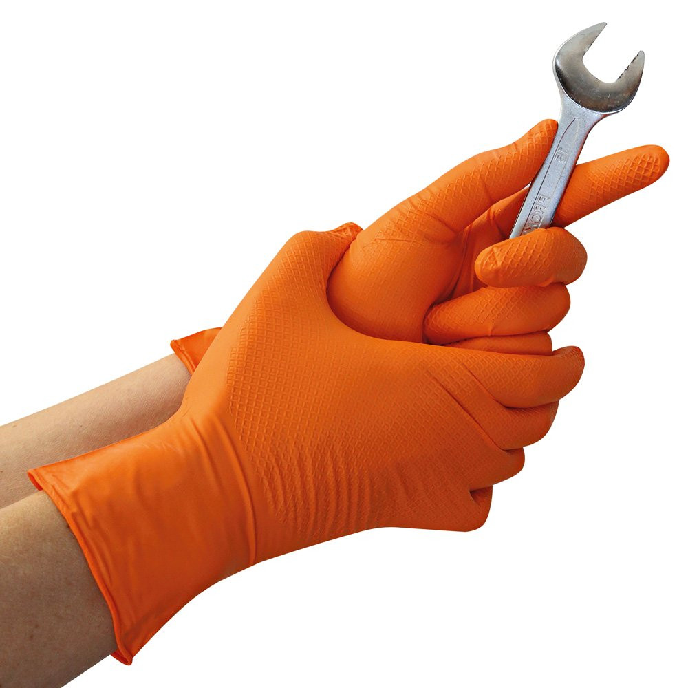 Manusi unica folosinta POWER GRIP - nitril fara pudra culoare albastre - anti-alunecare cu grip - marime S - 50 buc