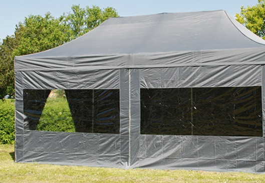 Pavilion pliabil PROFESSIONAL 3x6 m gri antracit - 2 pereti - cadru Alu-HEX 40mm - hexagonal